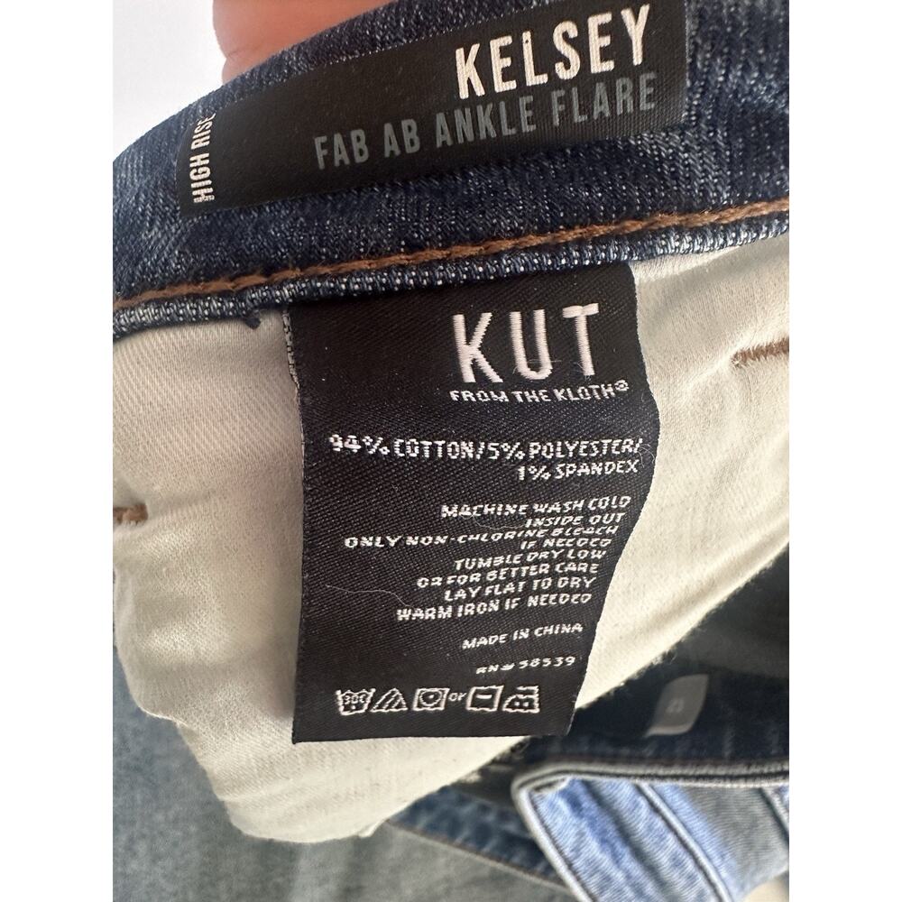 Kut From The Kloth Jeans Womens Sz 12 Blue Kelsey High Rise Fab Ab Ankle Flare - Picture 7 of 7